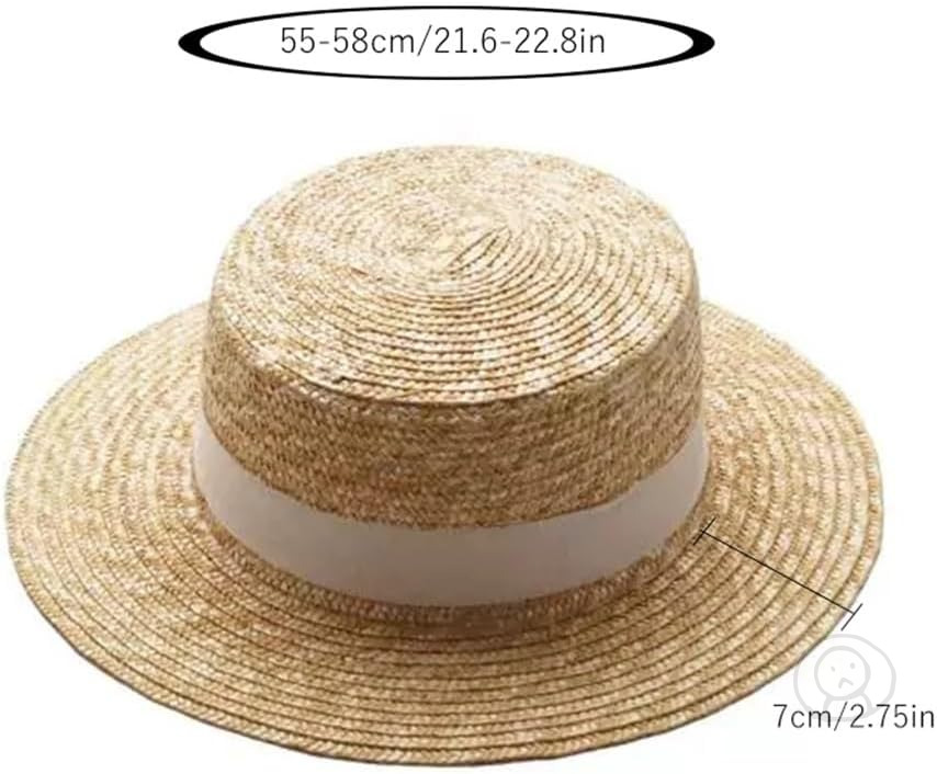 夏天韓款女士平頂草帽 拍照旅行沙灘帽