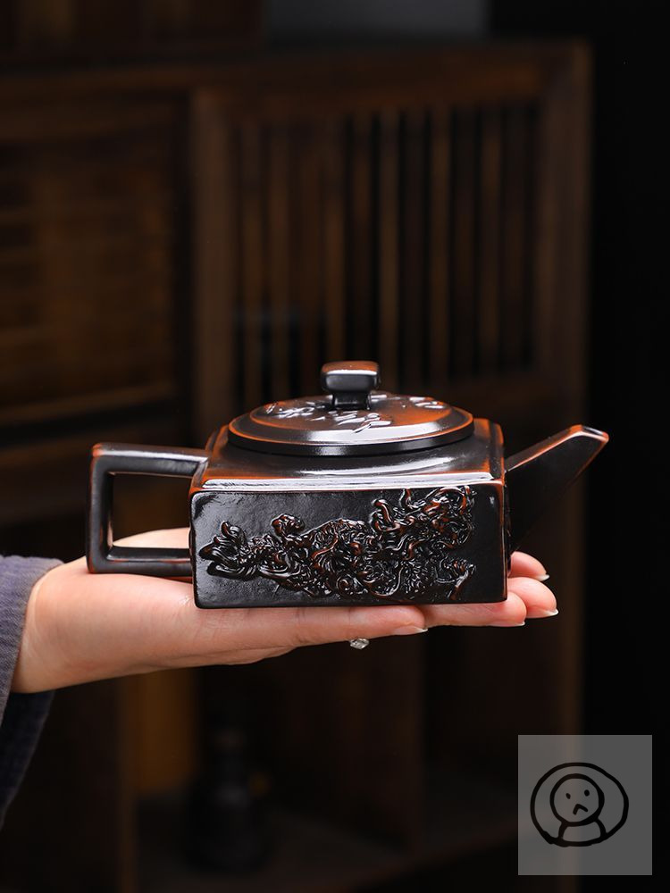 祥龍四方壺 紫砂壺 精品手工紫陶茶壺