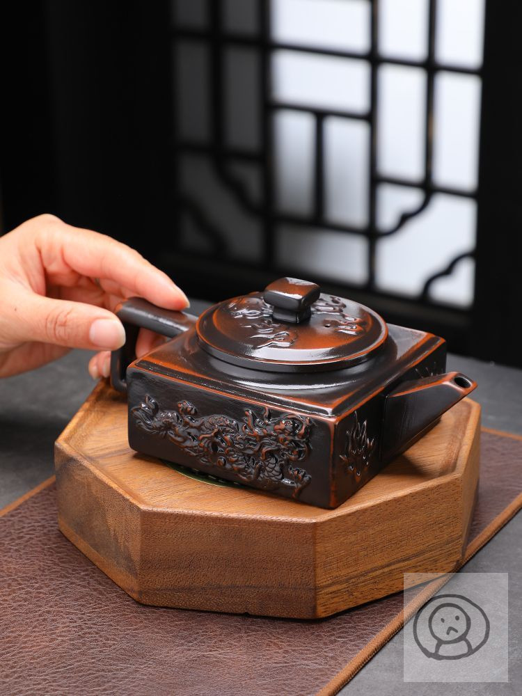 祥龍四方壺 紫砂壺 精品手工紫陶茶壺