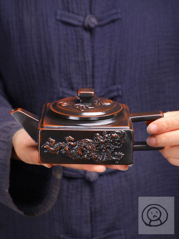祥龍四方壺 紫砂壺 精品手工紫陶茶壺