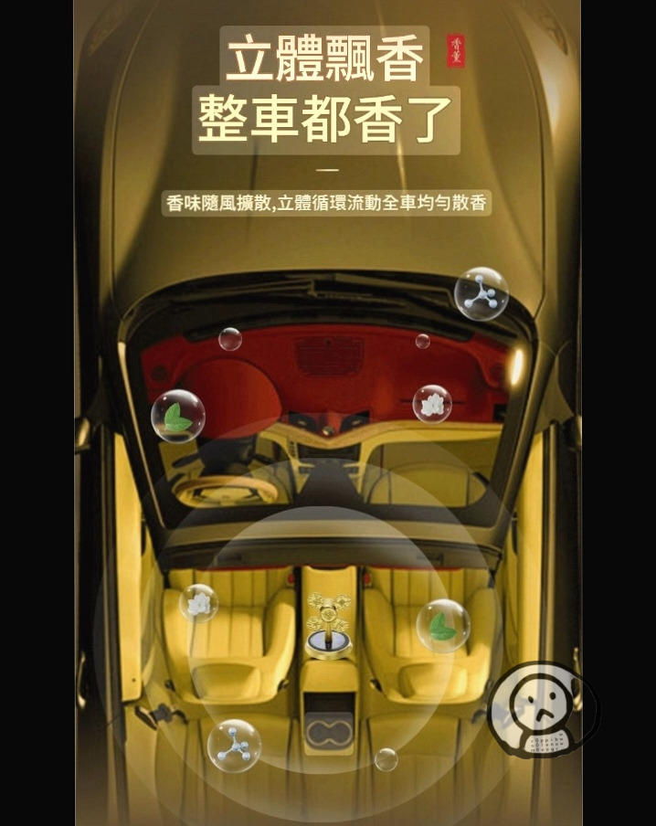 風生水起 太陽能旋轉汽車香薰 內裝香水久淡裝飾