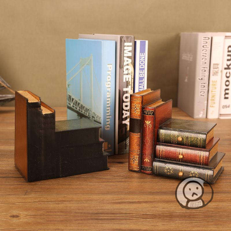 一對仿真書本造型首舖收納盒書擋 樹脂 歐式古典風格