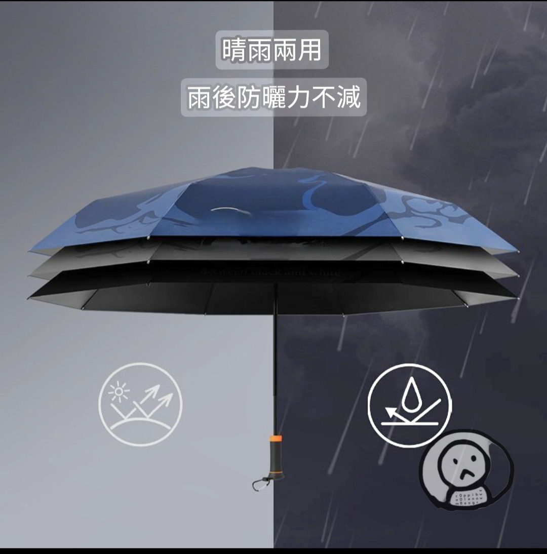 BETWEEN BLACK AND WHITE ,飛鳥遠山個性圖案魔術隱藏手柄晴雨傘 男士專用 330g 防紫外線 口袋傘
