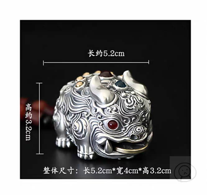 純S999銀精雕貔貅吊飾 收藏招財風水文玩 66-67克