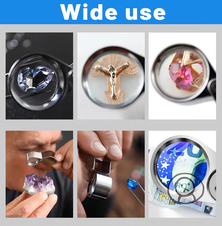 40/60/80倍珠寶放大鏡 LED/UV 鑑定錢幣郵票珠寶首飾名錶