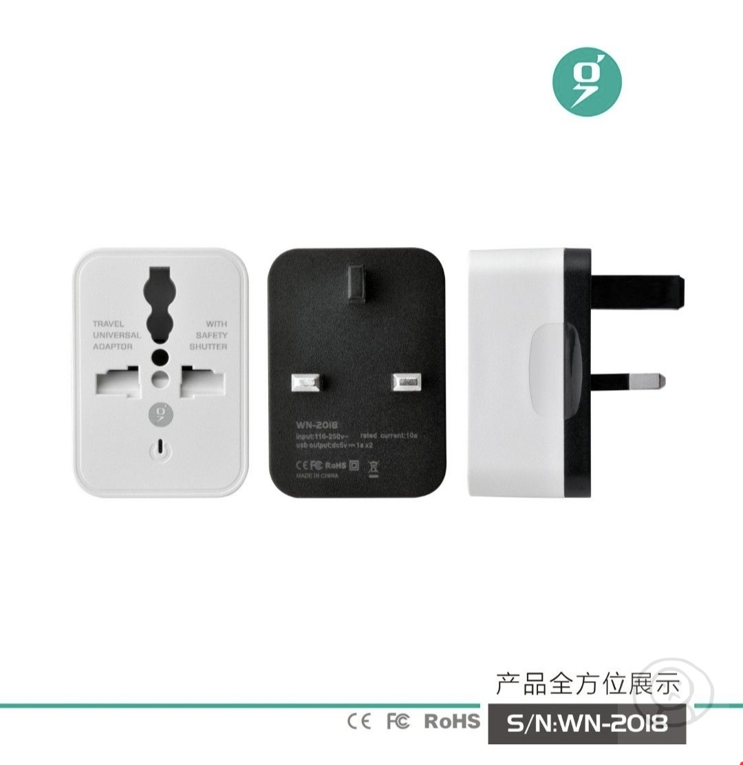 WN-2018 雙 USB 旅行充電器電源轉接器插座 轉換頭