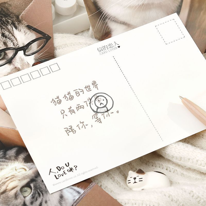 ［信的戀人］人,Do u love咪？貓咪盒裝明信片 - 貓咪攝影手寫節慶賀卡