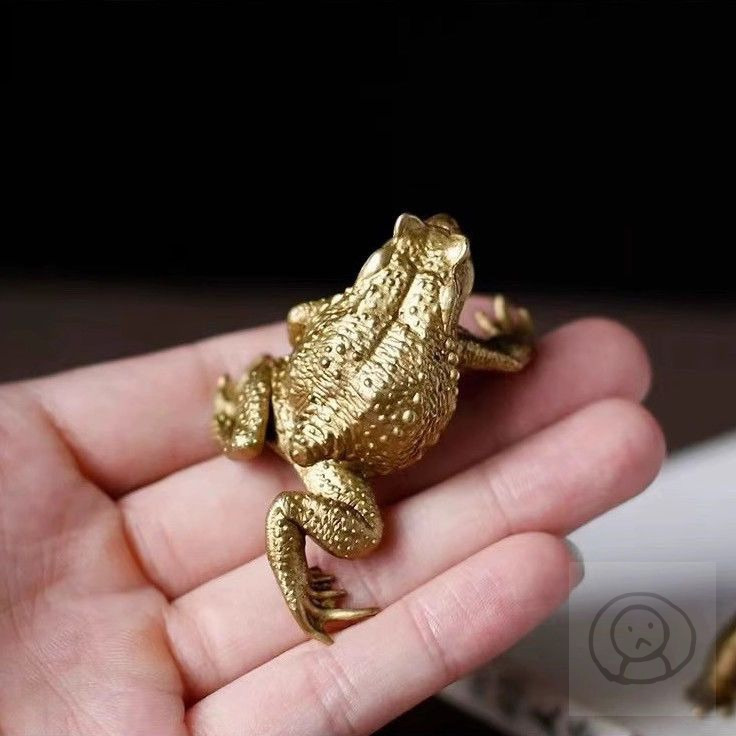 黃銅金蟾蜍招財茶寵擺件
