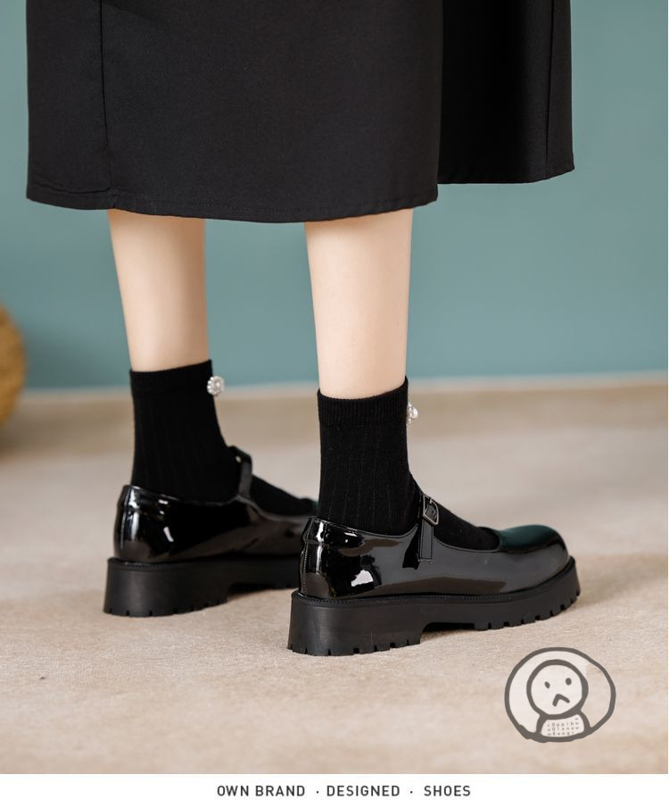 PLOVER真皮韓風厚底年少女學生皮鞋 斯文上班鞋
