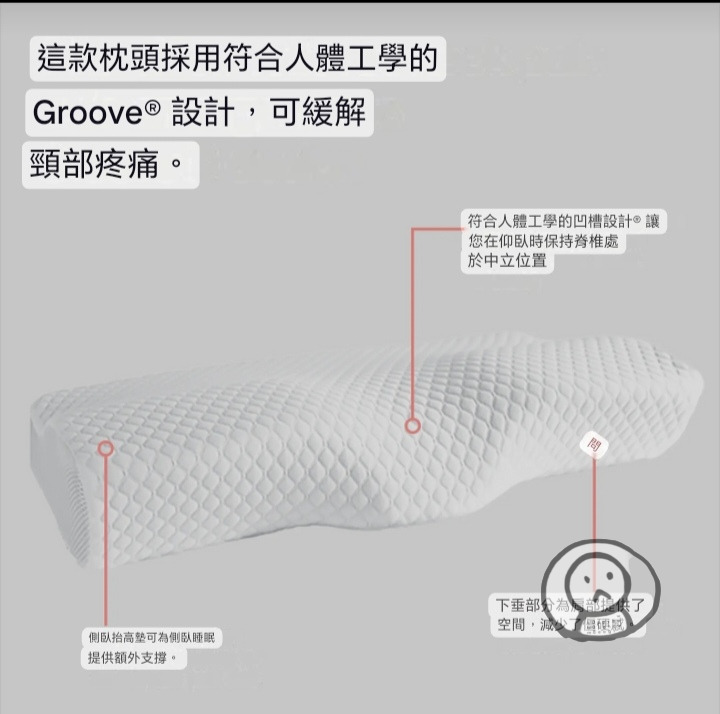GROOVE記憶海綿枕頭 人體工學 護脊椎睡眠枕
