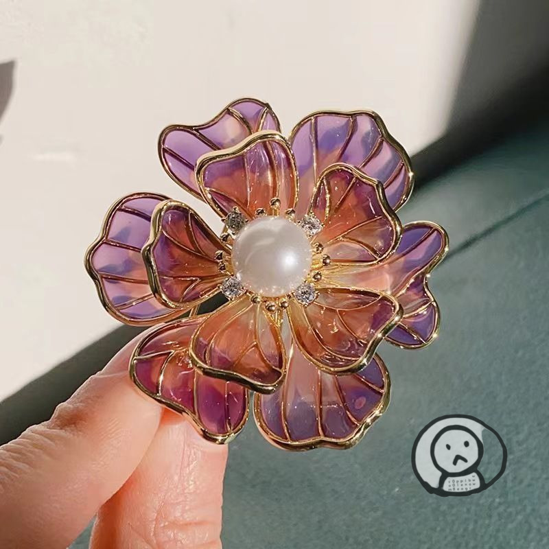 中式牡丹花金屬胸針 別針 絲巾扣 衣服手袋飾品