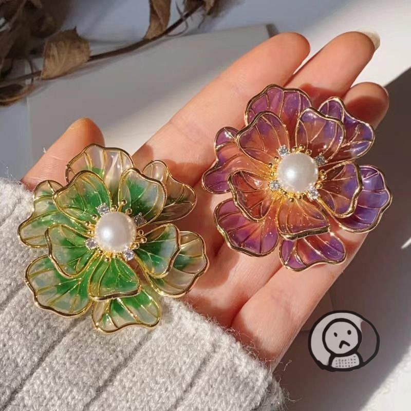中式牡丹花金屬胸針 別針 絲巾扣 衣服手袋飾品
