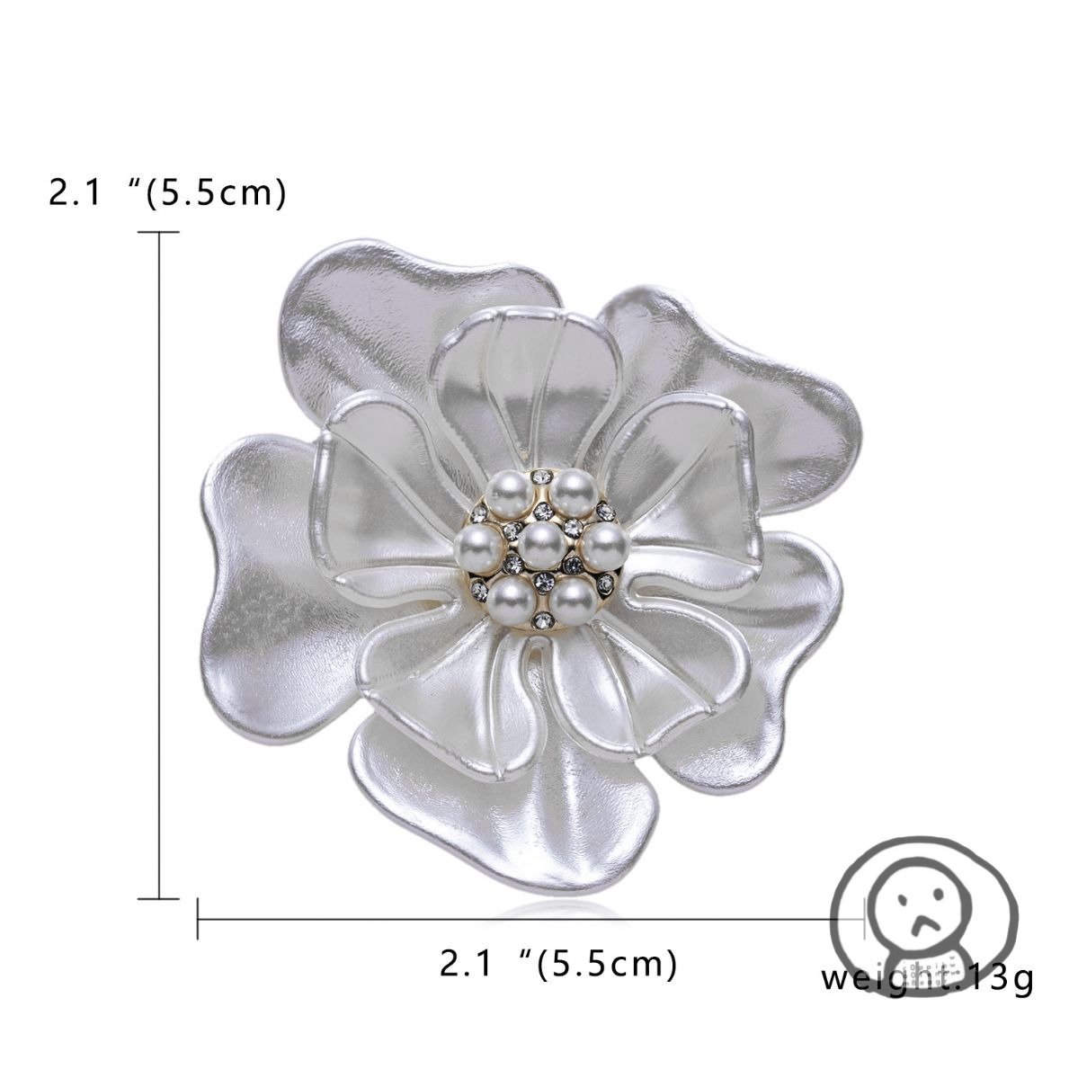 白色山茶花金屬胸針 別針 絲巾扣 衣服手袋飾品