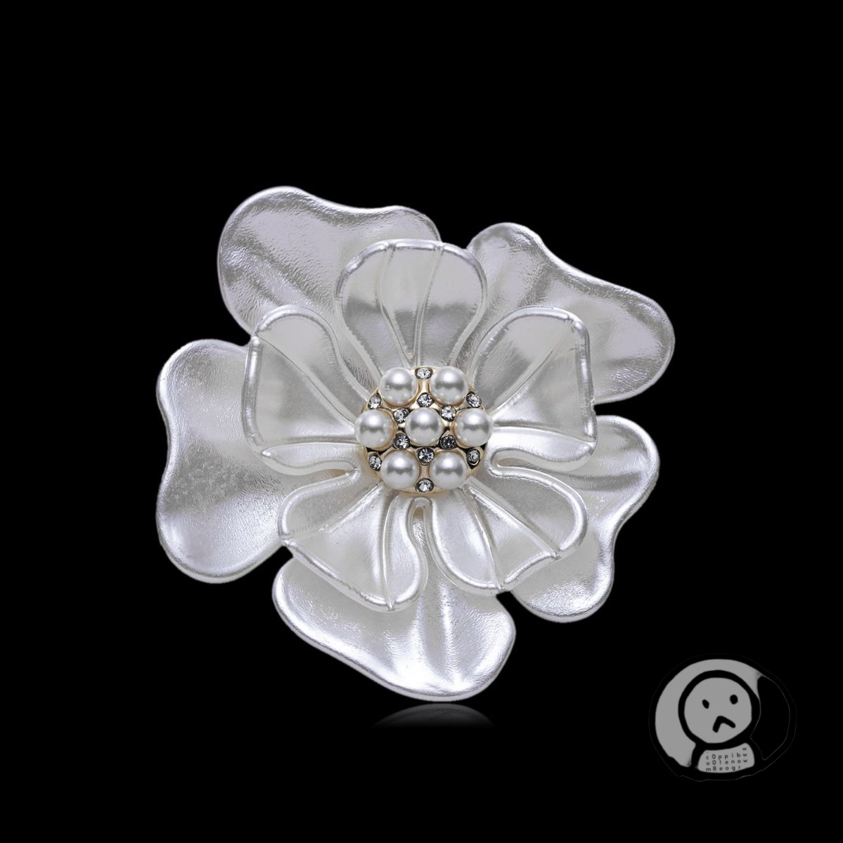 白色山茶花金屬胸針 別針 絲巾扣 衣服手袋飾品