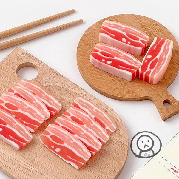 肥瘦相間但完全沒有熱量的韓式生五花肉造型橡皮擦