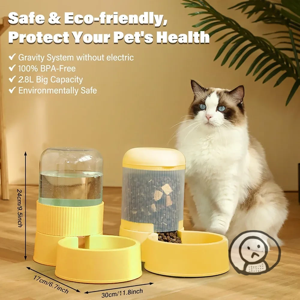 寵物重力自動餵食飲水機組 2.1L大容量 BPA-Free 貓狗通用